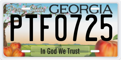 GA license plate PTF0725