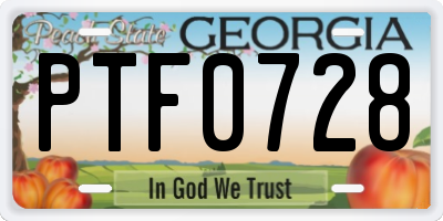 GA license plate PTF0728