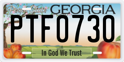 GA license plate PTF0730