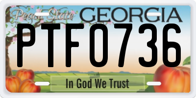 GA license plate PTF0736
