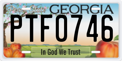 GA license plate PTF0746
