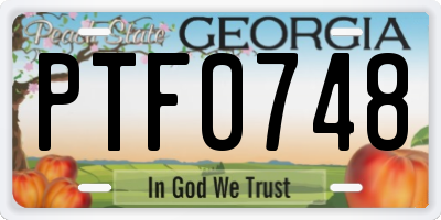 GA license plate PTF0748