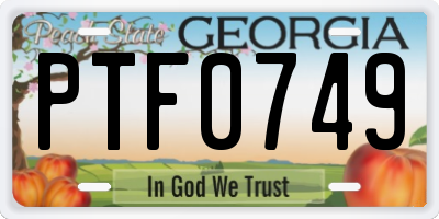 GA license plate PTF0749