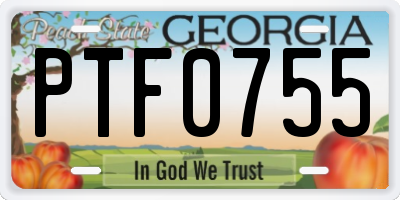 GA license plate PTF0755