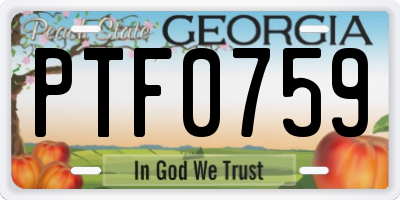 GA license plate PTF0759