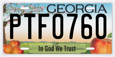 GA license plate PTF0760