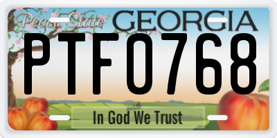 GA license plate PTF0768