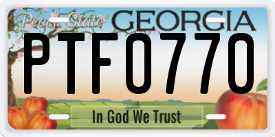 GA license plate PTF0770