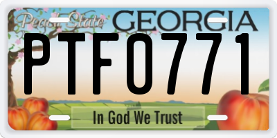 GA license plate PTF0771
