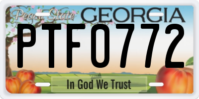 GA license plate PTF0772
