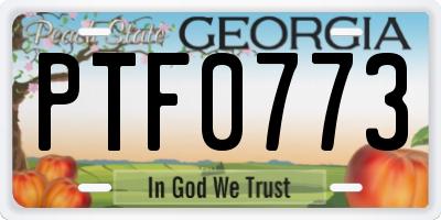 GA license plate PTF0773