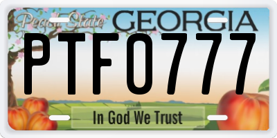GA license plate PTF0777