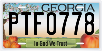 GA license plate PTF0778