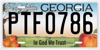 GA license plate PTF0786