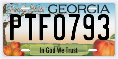 GA license plate PTF0793