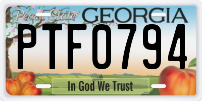 GA license plate PTF0794