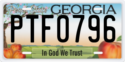 GA license plate PTF0796