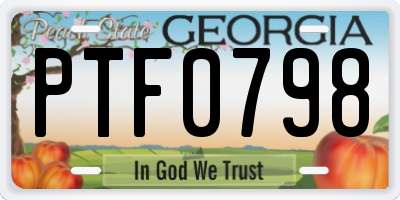 GA license plate PTF0798