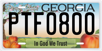 GA license plate PTF0800