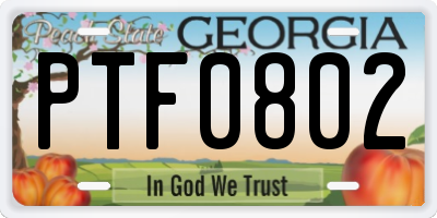 GA license plate PTF0802