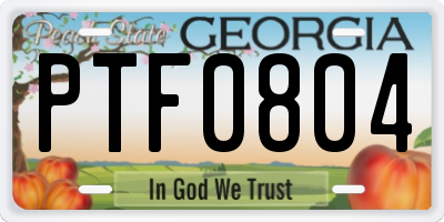 GA license plate PTF0804