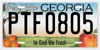 GA license plate PTF0805