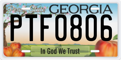 GA license plate PTF0806