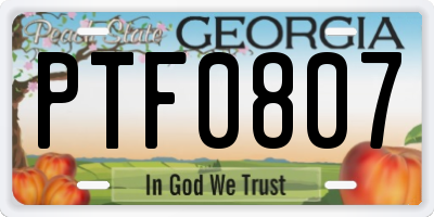 GA license plate PTF0807