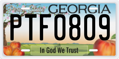 GA license plate PTF0809