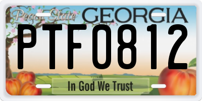 GA license plate PTF0812