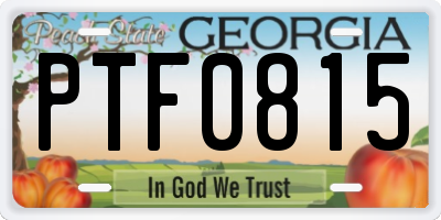 GA license plate PTF0815