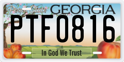 GA license plate PTF0816