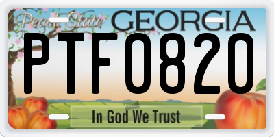 GA license plate PTF0820
