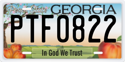 GA license plate PTF0822
