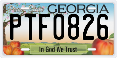 GA license plate PTF0826