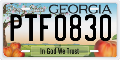 GA license plate PTF0830