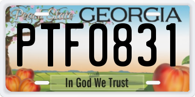 GA license plate PTF0831