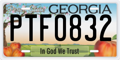 GA license plate PTF0832