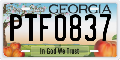 GA license plate PTF0837