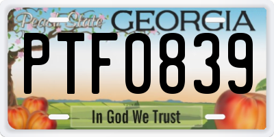 GA license plate PTF0839