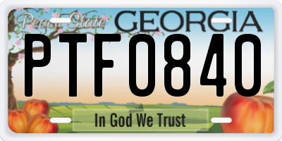 GA license plate PTF0840