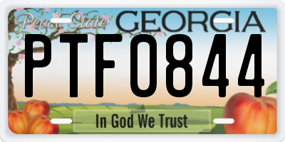 GA license plate PTF0844