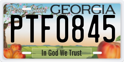 GA license plate PTF0845