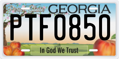 GA license plate PTF0850