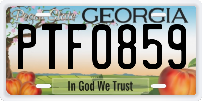 GA license plate PTF0859