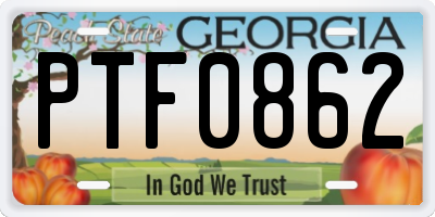 GA license plate PTF0862