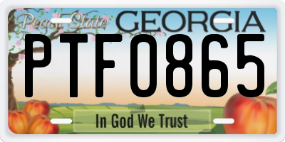 GA license plate PTF0865