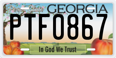 GA license plate PTF0867