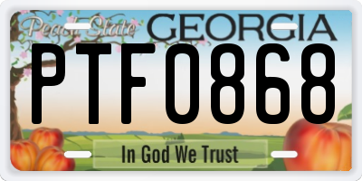 GA license plate PTF0868