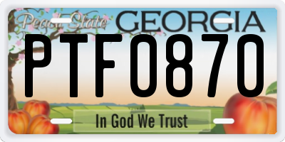 GA license plate PTF0870